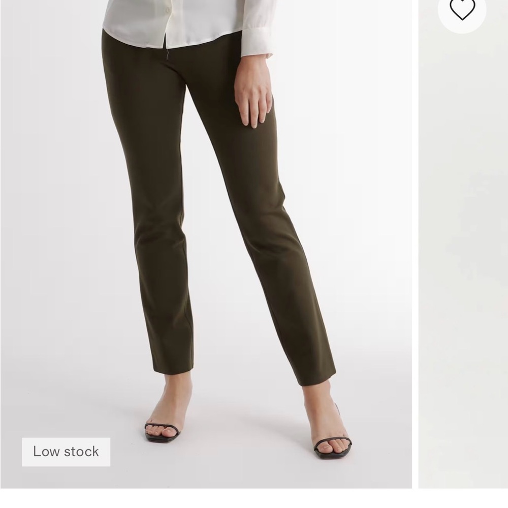 Ultra-Stretch Ponte Straight Leg Pants in Olive Green